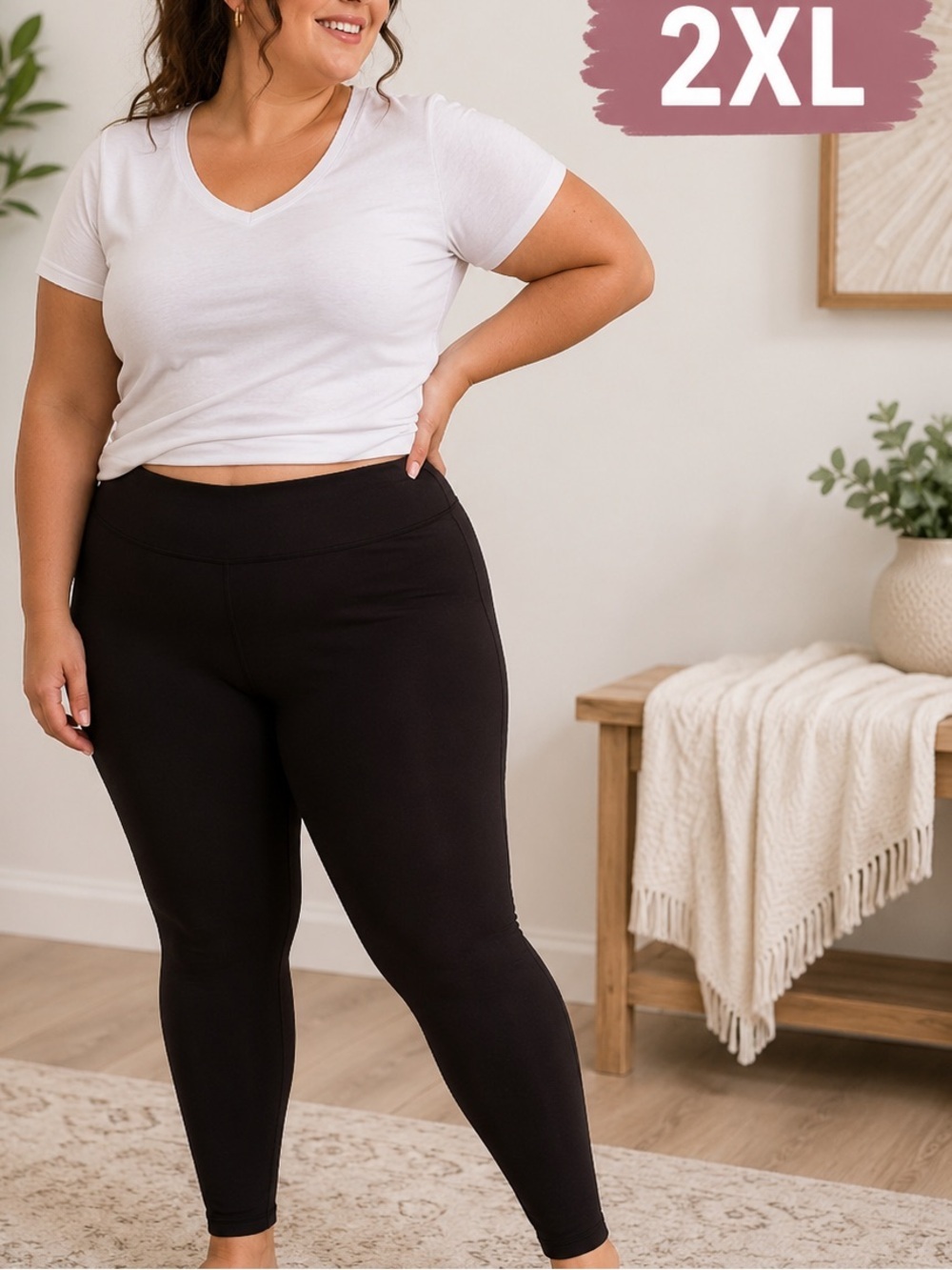 POP Fit Black Capri Leggings for Women 2XL